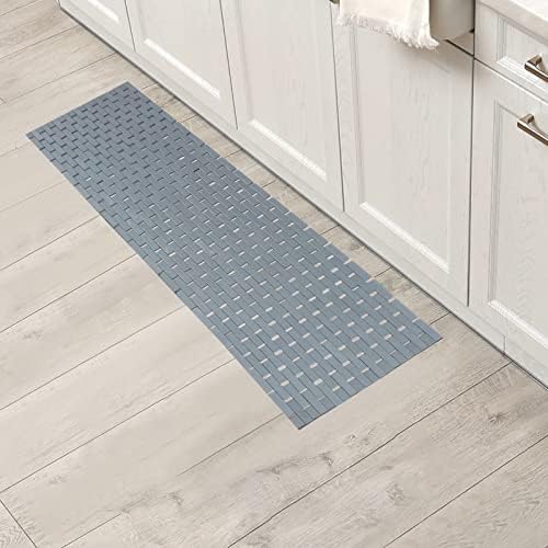 Bambo Bath Mat Bathroom Runner Long Large Rugs Floor Wood Shower Bathtub Waterproof Non Slip Accessories 16x48 Inch Easy to Clean, Grey,1 pc - Image 6