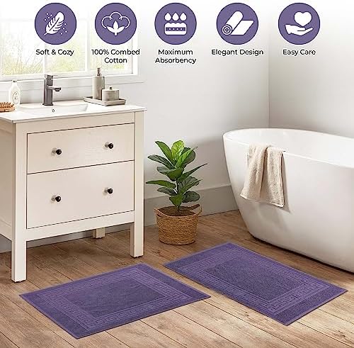 Superior Hotel & Spa Quality Bath Mat Set of 2, Made of Long-Staple Combed Cotton, Durable and Washable 100% Cotton Bathroom Mat 2-Pack, Royal Purple, 22" x 35" - Image 4