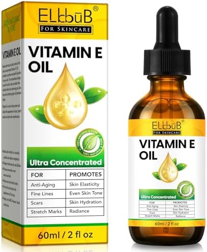 ELBBUB Premium Vitamin E Oil - Ultra Concentrated - Moisturizes, Improves Appearance of Scars & Stretch Marks, Skin Hydration - for Face, Body, Hair, and Nails by NourishYourSkinNaturally