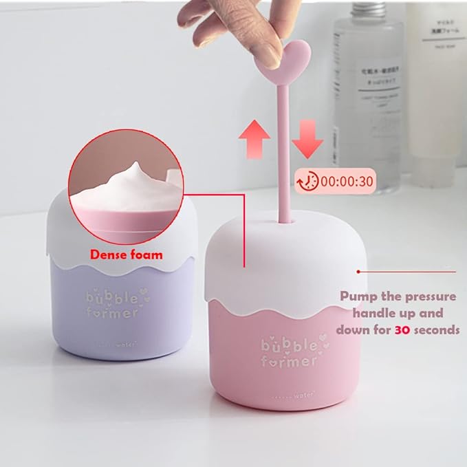 Face Wash Foam Maker, Facial Cleanser Foam Cup Froth Whip Bubble Maker Skin Care Face Wash Foamer, Deep Skincare Cleaner Tools, for Home Travel(COLOR:pink)