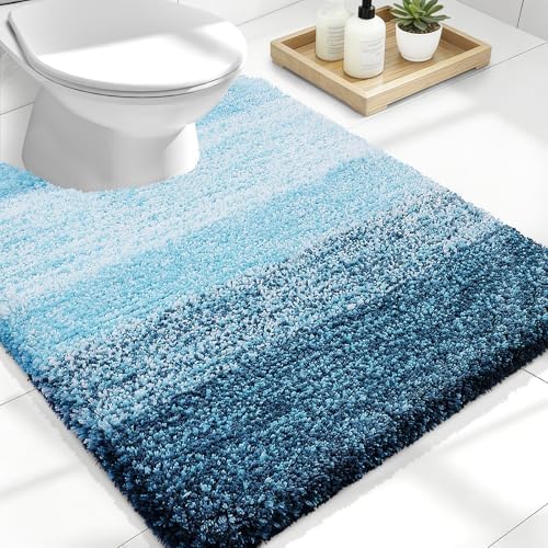 OLANLY Luxury Toilet Rugs U-Shaped 24x20, Soft Absorbent Microfiber Mat by OLANLY