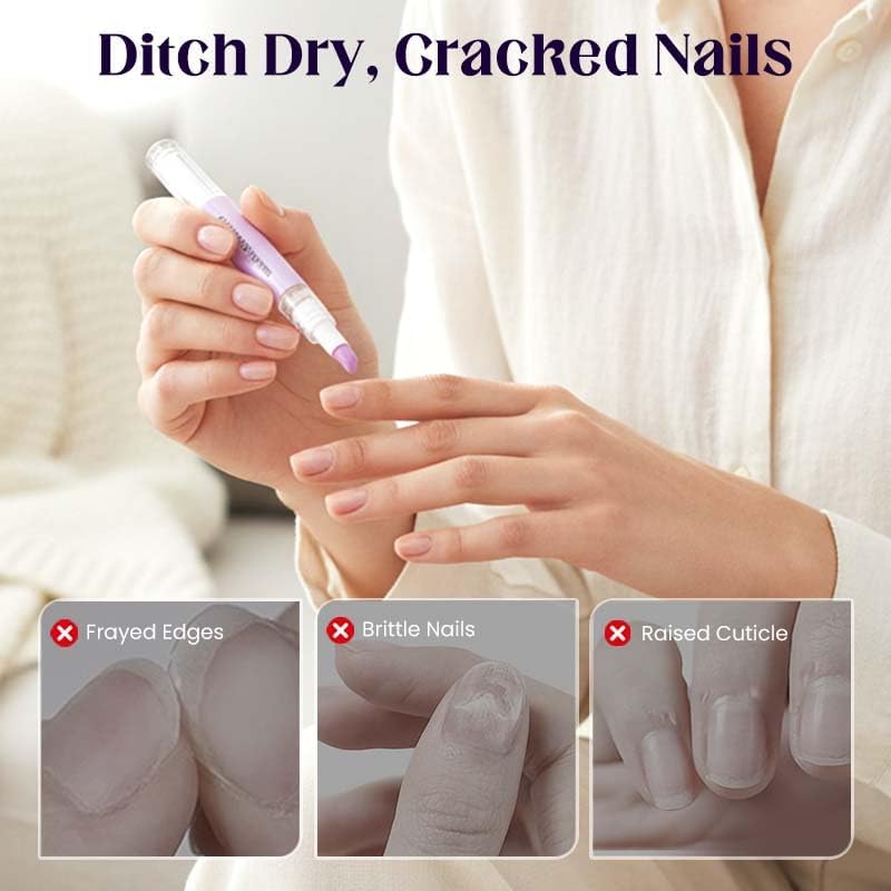 2-in-1 Cuticle Pusher Cuticle Oil Pen, Ceramic Tip Cuticle Tool for Fingernail & Toenail Edges, Portable Cuticle Oil Applicator for Daily Nail Beauty Care (1pc) - Image 3