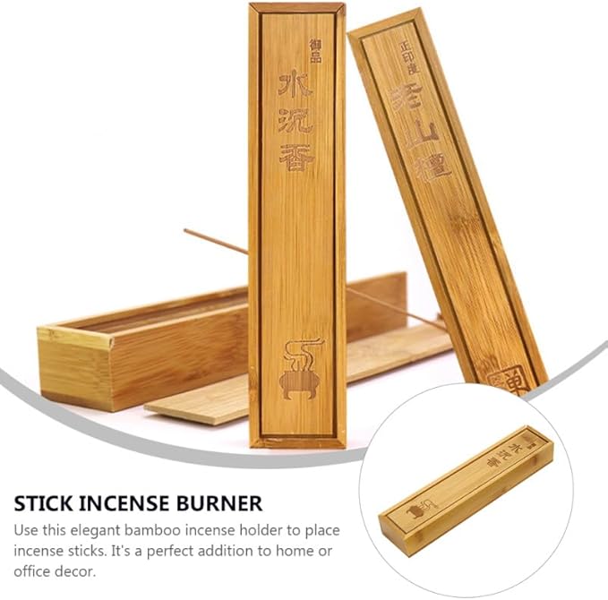 HEALLILY Bamboo Incense Stick Holder and Storage Box with Ash Catcher Portable Incense Storage for Yoga Spa Home Fragrance 8.85 X 1.96 X 1.18 Inches