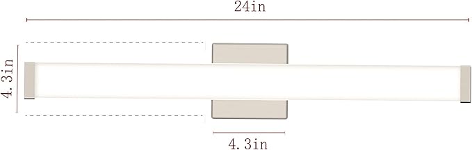 LED Bathroom Vanity Light Fixtures 24 in Brushed Nickel, 14W 4000K Natural White Square Wall Fixture, Modern Lighting for Over Mirror, Damp Rated,ETL