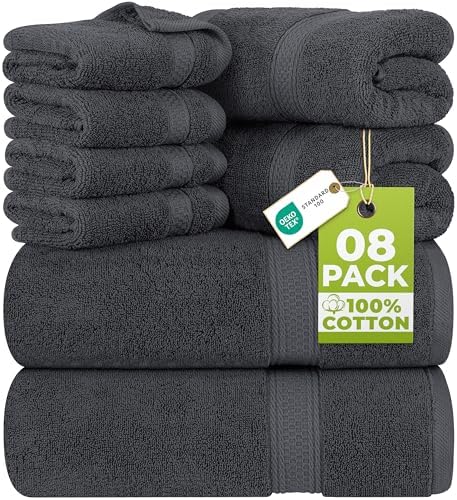 Utopia Towels 8 Piece Majestic Plush Luxury Towel Set, Cotton, Grey by UTOPIATOWELS