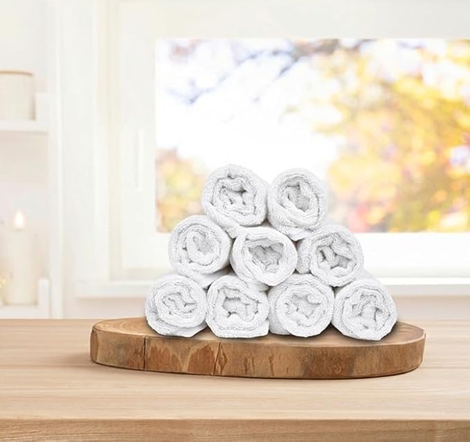 Premium 100% Cotton Hand Towels – Pack of 24, 16x27 Inch – Quick-Dry, Highly Absorbent Salon Towels for Hair Care, Gym, Spa & Bathroom – White