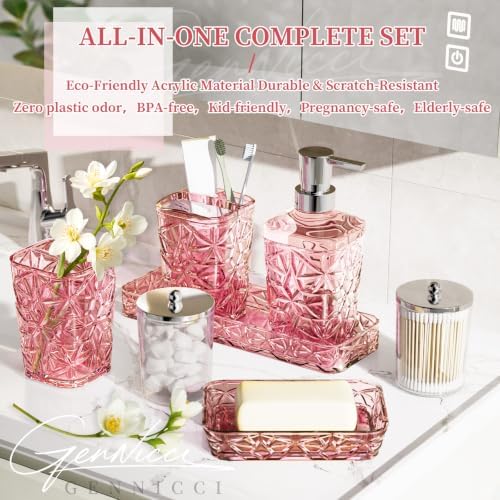 9-Piece Pink Bathroom Accessories Set Complete with 4 Gallon Trash Can - Image 4