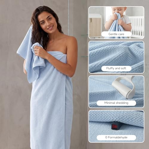 REDKISS Ultra Soft 6 Piece Towel Set, Premium Towels for Bathroom, Highly Absorbent, Quick Dry, Lightweight Bath Towels Set Collection, Includes 2 Bath Towels, 2 Hand Towels, 2 Washcloths, Light Blue - Image 4