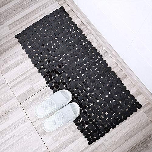 Pebble Bathtub Mat Non Slip 35" X 16" with Suction Cups,Black - Image 6