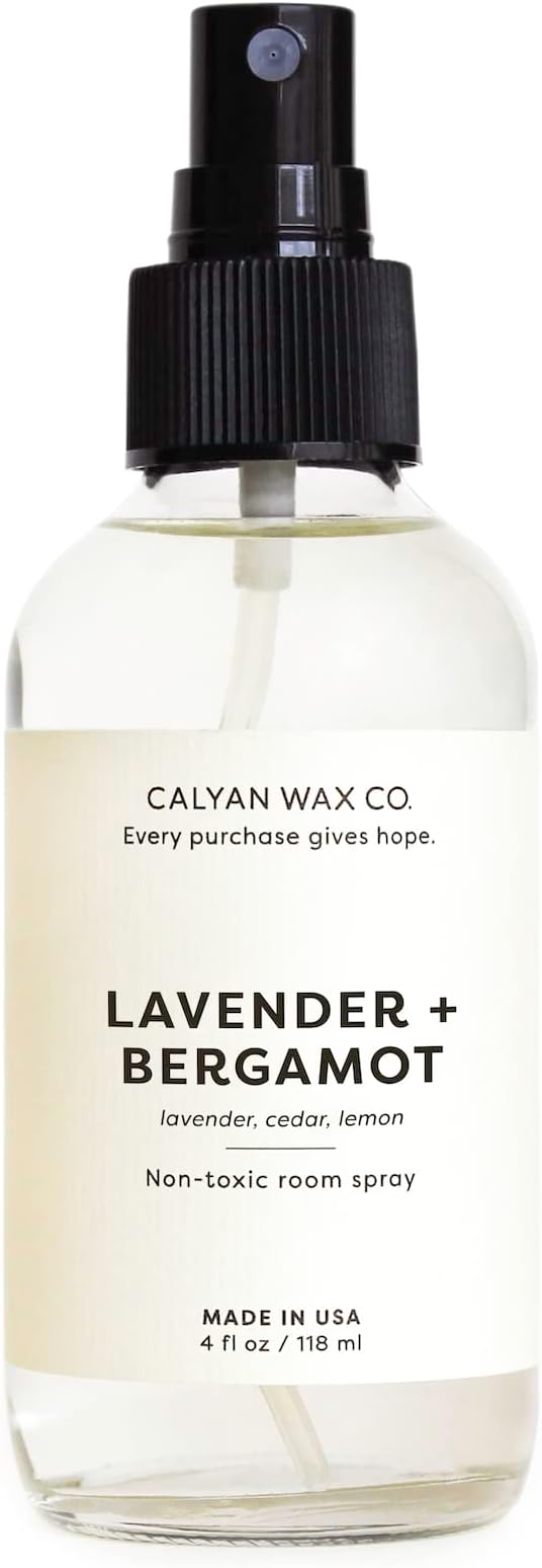 Calyan Wax Co. Lavender & Bergamot Room Spray - Non Toxic Air Freshener - Natural Room Deodorizer with Essential Oils - Air Freshener Spray for Home - 4 fl oz