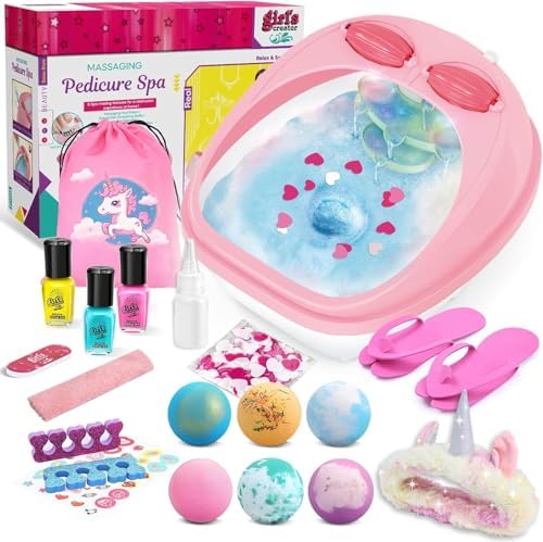 Kids Foot Spa Kit for Girls Ages 6-12, Nail Art Set, Birthday Gift by Yoloflix