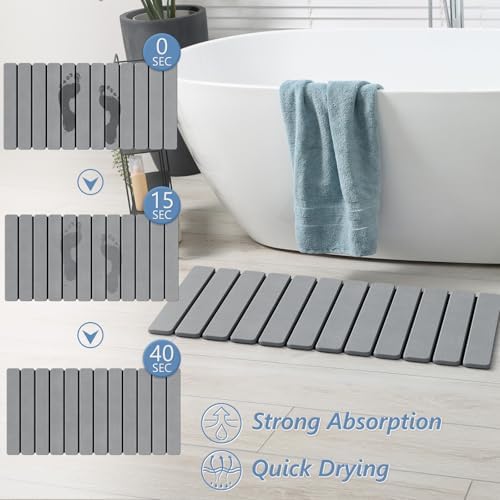 AWW Foldable Stone Bath Mat, Diatomaceous, 31.5"x15.7", Grey - Image 2