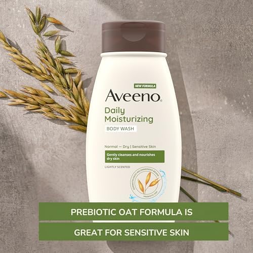 Aveeno Daily Moisturizing Body Wash with Soothing Oat, Creamy Shower Gel, Soap-Free and Dye-Free, Light Fragrance, 12 fl. oz (Pack of 4) - Image 4