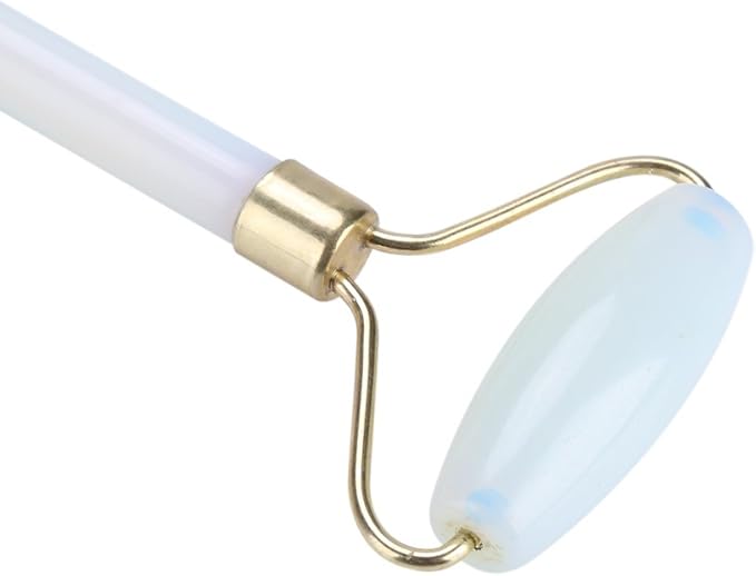 1Pcs Natural Jade Double-head Beauty Roller Anti-Aging Face Roller Eye Neck Massager Slimming Tool Tool(Light Blue)