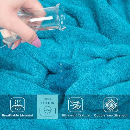 Cotton Paradise 100% Cotton Turkish Towel Set, Soft Absorbent Quick Dry, 2 Piece 35x70 Bath Sheet Set, Ocean Aqua - Image 4