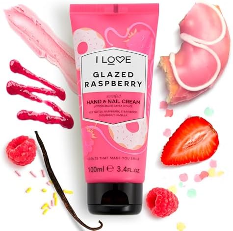 I LOVE Glazed Raspberry Scented Hand and Nail Cream - Hand Cream for Dry Hands - Vitamin E, Coconut Oil, and Shea Butter - Silicone Free - 3.4 oz - Image 2