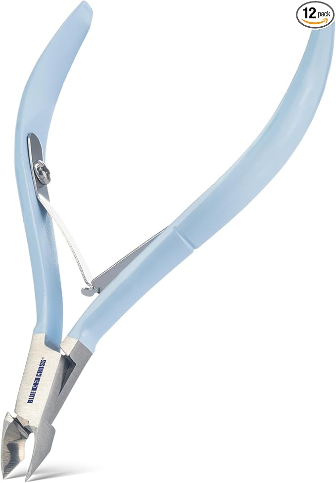 Blue Cross Cuticle Remover Nippers, Professional Nail Care Cutter & Trimmer, Fingernail + Toenail Clippers Tool for at Home DIY Manicures with Stainless Steel Sharp Durable Blades, 6mm Jaw Size, Blue