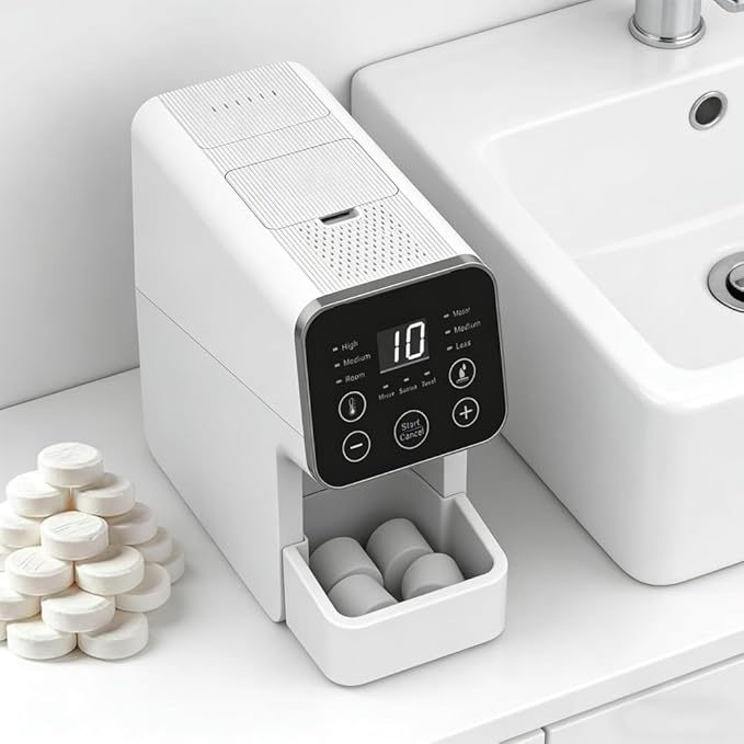 Hot Face Towel Heater Machine, Hot Towel Warmer, Hot Towel Dispenser, 55°C Constant Temperature, Auto Heating & Dispensing, Smart Voice Alerts, White, Included 50 Compressed Towels