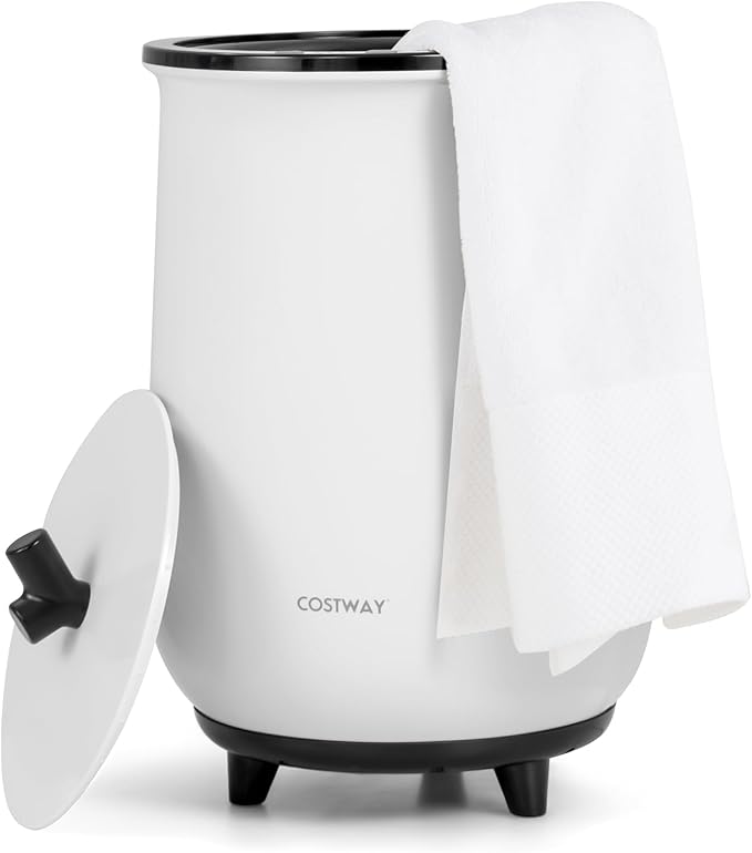 COSTWAY Bucket Style Towel Warmer, 23L Towel Warmer with 4 Heating Time & 3 Heating Temperature, Overheat Protection System, Fragrant Disc Holder, Towel Warmer for Bathroom, Hot Tub, Spa (Black)