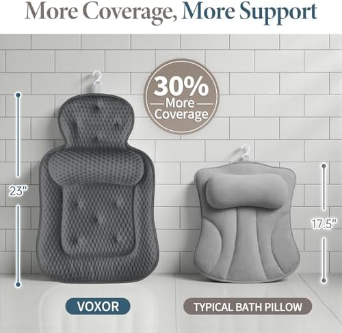 Bath Pillows for Tub, Comfortable Bathtub Cushion for Head and Neck with Soft 3D Mesh Fabric and 54 Non-Slip Suction Cups, Relaxing Tub and Shower Accessories Spa Gift Gray Standard - Image 6