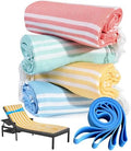 4 Packs Turkish Beach Towel Pool Swim Towels Set Bulk Soft Cotton Extra Large Sand Free Quick Dry Thin Lightweight Travel Vacation Essentials Cruise Accessories Must Haves Clearance Sandless Oversized by genovega
