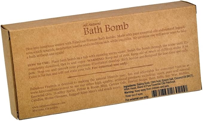 Fabulous Frannie Patchouli Natural, Handmade Bath Bomb Set, Rich in Essential Oil, Mineral Salt, Coconut Oil, Witch Hazel, Fizzies to Moisturize Skin 2.5oz (Pack of 2)