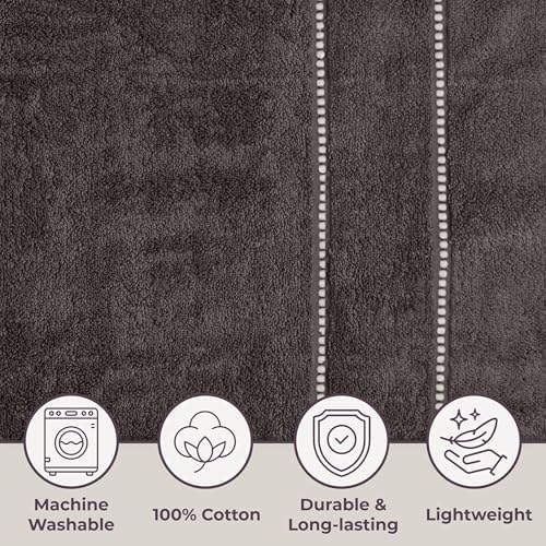 Lavish Home Bathroom Towels Set, Bathroom Accessories, Charcoal, Set of 6 - Image 6