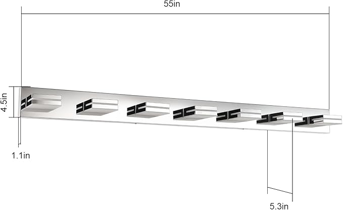 SineRise LED Modern Bathroom Vanity Light Fixtures (7-Light, 55-Inch, Dimmable), Chrome Modern Acrylic Bathroom Wall Lighting Fixtures Over Mirror (Cool White 6000K)