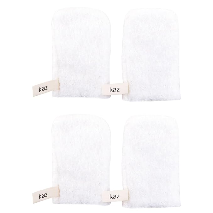 Waxness Kaz Exfoliating Mini Glove Finger Scrubber for Dead Skin Removal & Gentle Facial and Body Exfoliation, 4 Pack – Professional Skin Care