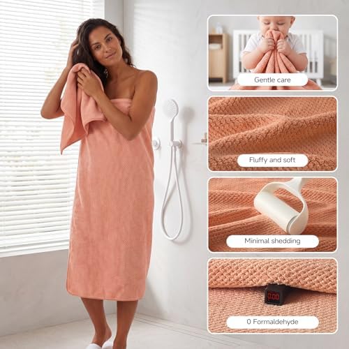 REDKISS Ultra Soft 6 Piece Towel Set, Premium Towels for Bathroom, Highly Absorbent, Quick Dry, Lightweight Bath Towels Set Collection, Includes 2 Bath Towels, 2 Hand Towels, 2 Washcloths, Orange - Image 4