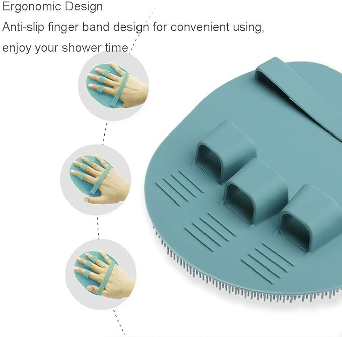 1 Pack Soft Silicone Shower Brush Body Wash Bath Exfoliating Skin Massage Scrubber, Dry Skin Brushing Glove Loofah, Fit for Sensitive and All Kinds of Skin(Eucalyptus Green)