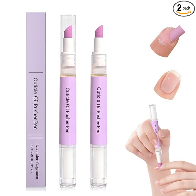 4-in-1 Cuticle Oil Pusher Pen, 2026 New Cuticle Pusher Oil Pen Nail Cuticle Pen Applicator, Cuticles Remover Pens for Dry Damaged Nails, Hangnails, Moisturize Strengthen Brighten (2 PC)