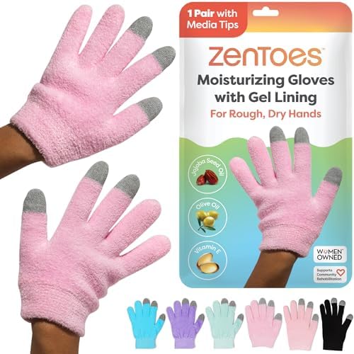 ZenToes Moisturizing Gloves for Dry Hands, Media Tips, Fuzzy, 1 Pair by ZenToes