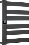 Towel Warmer, Heated Towel Rack with Built-in Timer and Temperature Control,Hard-Wired(Left-Wiring)/Plug-in Wall-Mounted Towel Rail, Aluminum，18.8" W X 25.6" H, Black
