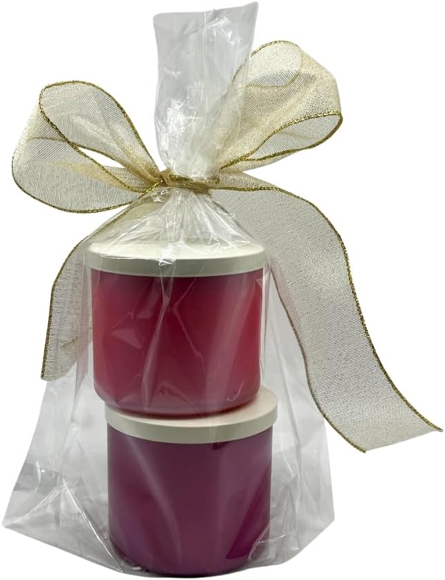 Bath & Body Works Milk BAR Collection Holiday Dessert Scents 3-Wick Scented Candle 2pc Gift Set with 40-inch Gold Metallic Ribbon Bow - 14.5 oz Each (Peppermint Bark Truffle & Raspberry Holiday Pie)