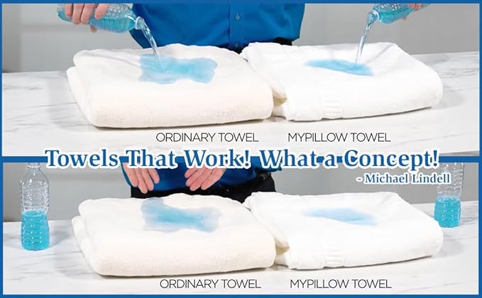 MyPillow MyTowels 6 Piece Towel Set - 100% Cotton Soft Absorbent Towels for Bathroom, 2 Bath Towels, 2 Hand Towels, 2 Washcloths [MyTowels 6-Piece Set, White]