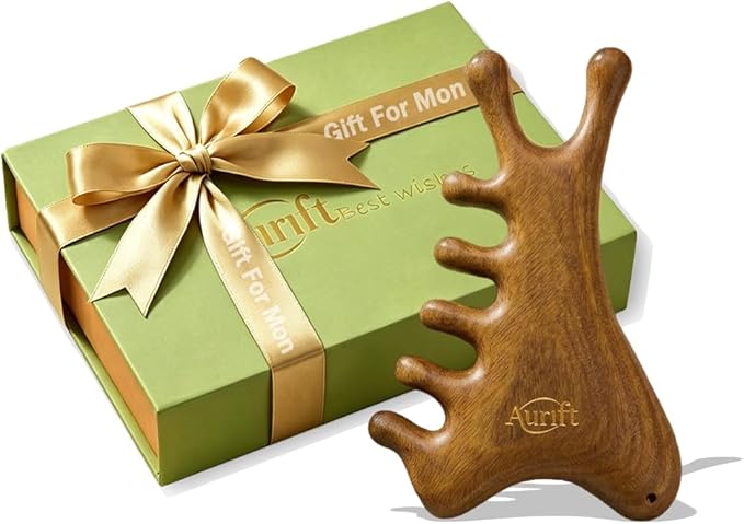 Mother’s Day Gift for Mom – Face Roller & Gua Sha Facial Tool in Premium Box – Wooden Face Massage Tool for Relaxation & Self Care, Stress Relief Gift for Women & Her