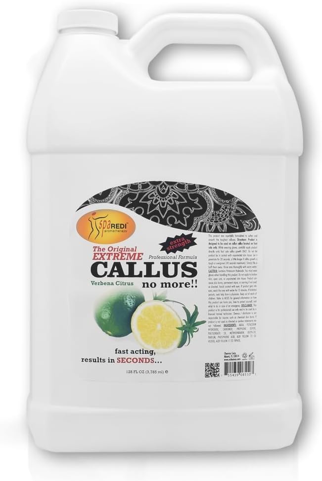 SPA REDI Professional Callus Remover, High-Performance Pedicure Treatment for Salons & Spas – Professional Strength, Unlimited Supply for Superior Callus Removal, Lemon & Lime, 128 Oz