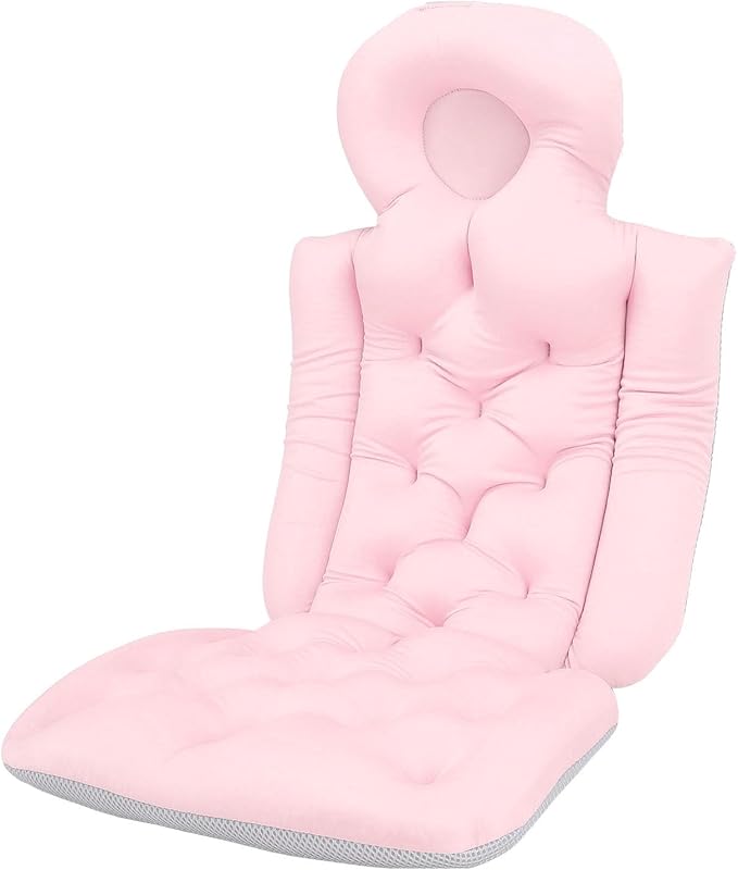 Full Body Bath Pillow for Bathtub Adult Tub Pillow Cushion for Bath for Headrest Neck Support (Pink)