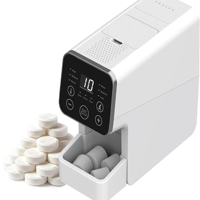 Hot Face Towel Heater Machine, Hot Towel Warmer, Hot Towel Dispenser, 55°C Constant Temperature, Auto Heating & Dispensing, Smart Voice Alerts, White, Included 50 Compressed Towels