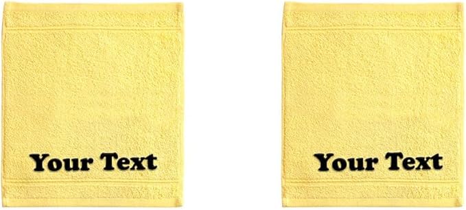 Personalize Your Towels with Custom Embroidery: Names, Monograms, and Initials. Perfect for Bathroom, Spa, Gym, Shower, Kids, Adults, Pool, Travel, Gifts, 2-Piece Wash Cloths Set - Yellow