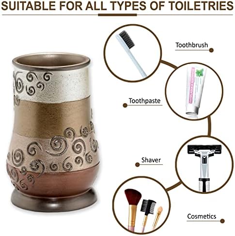 Zahari Home 4pc Miramar Bathroom Accessories Sets Lotion Pump, Tumbler, Tooth Brush Holder and Soap Dish Unique Design Multi Color Bathroom Set - Image 5