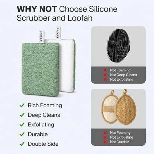 Exfoliating Body Scrubber (2 Pack), Body Scrubber Exfoliator, Exfoliating Sponge for Shower Bath, Shower Loofah Luffa Lufa with Handle for Men Women, Dead Skin Exfoliator for Body Scrub - Image 4