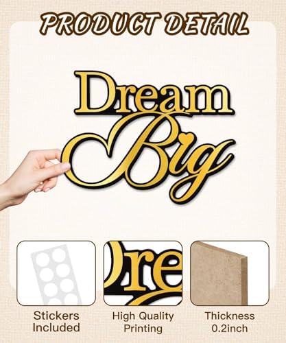 Putuo Decor Inspirational Wall Decor, Motivational Wall Art for Living Room,Encourage Office Positive Affirmations Quotes Dream Big Work Hard Make It Happen Hanging for Home Family - Image 3