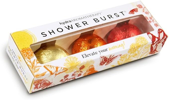 hydraAROMATHERAPY Shower Burst Tablets Essential Oil Steamers Made in USA, 3 Pack (2 Ounces Each), Deck the Halls