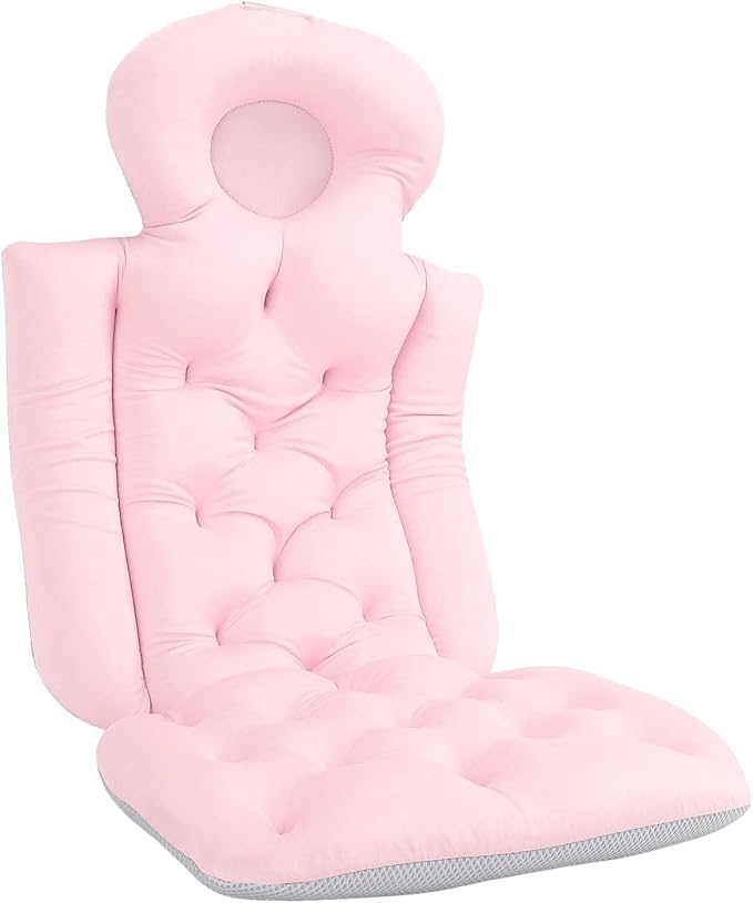 Full Body Bath Pillow for Bathtub Adult Tub Pillow Cushion for Bath for Headrest Neck Support (Pink)