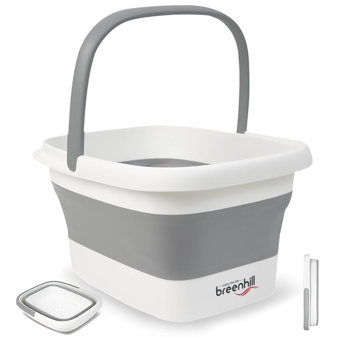Foldable Foot Bath Basin, Collapsible Foot Soak Tub, Multifunction Plastic Basin with Handles,Foot Tub for Soaking Feet,Grey