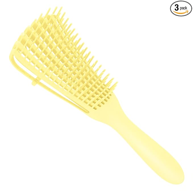 Detangling Brush for Afro America/African Hair Textured 3a to 4c, Knots Detangler Scalp Massage Comb for Women, Beige (3 Count)