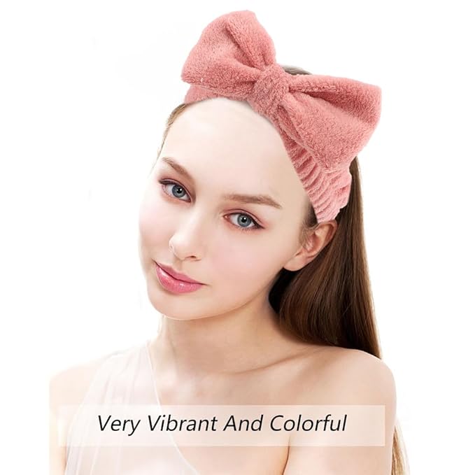 AOPRIE SPA Headbands for Washing Face Makeup Headbands with Bow Hair Band Women Facial Head Band Laurel Wrist Towel Wraps For Shower Face Mask Red Pink, 12 Pack