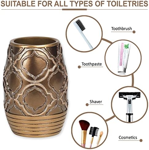 Zahari Home 4pc Spindle Stylish Bathroom Accessories Set Bathroom Soap Dispenser, Tumbler, Tooth Brush Holder and Soap Dish Modern Classic Luxury Contemporary Decor Unique Design Modern Bath Set - Image 5